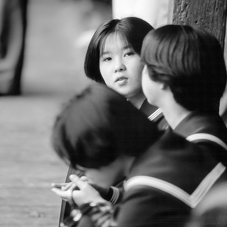 Young students visiting a temple